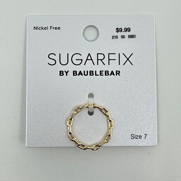 Sugarfix By Baublebar Ring Size 7 Gold Tone Chain Link - Picture 1 of 7